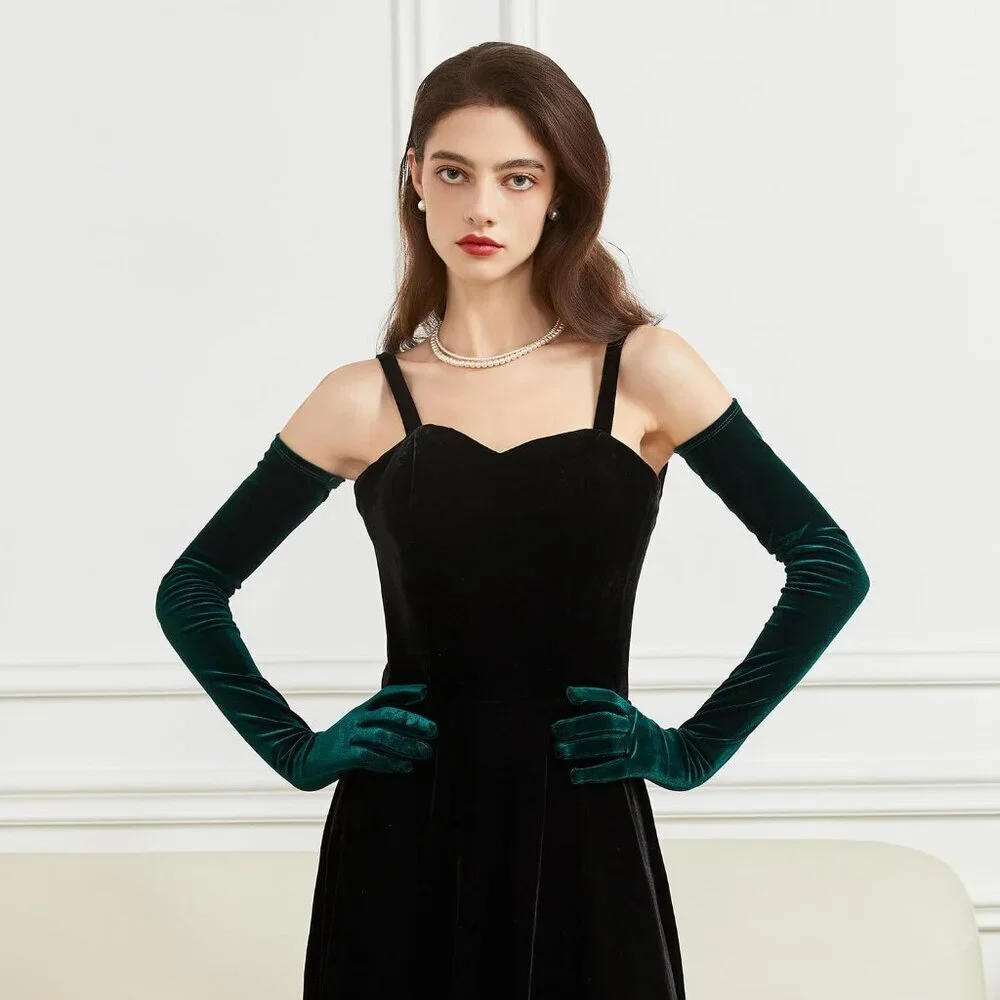Velvet Opera Gloves 1920s Flapper Elbow-Length Evening Party Accessories